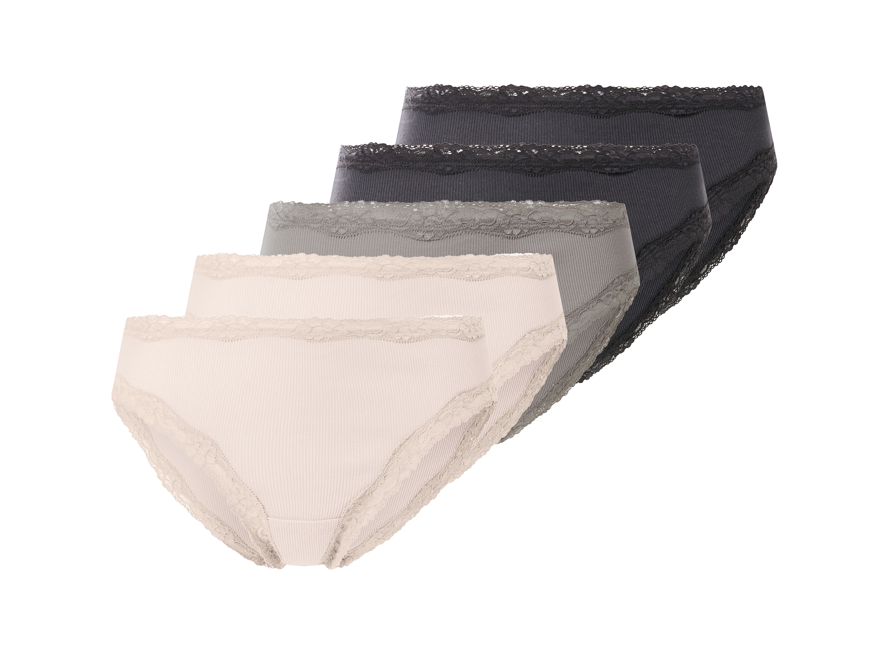 ESMARA® Majtki damskie, 5 par (ciemnoszary/szary/różowy, L(44/46))