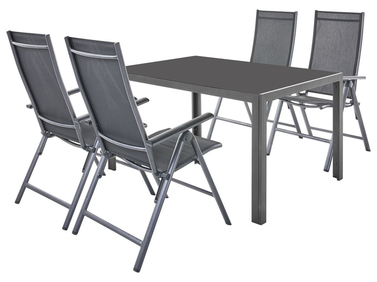 Pełny ekran: LIVARNO home Zestaw aluminiowych mebli ogrodowych Houston (stół + 4 krzesła składane), czarny/ antracyt - zdjęcie 2