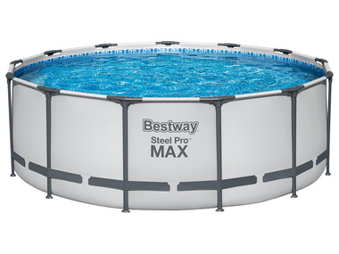 Bestway Basen stelażowy z pompą filtracyjną Steel Pro MAX™, Ø 396 x 122 cm, jasnoszary, okrągły