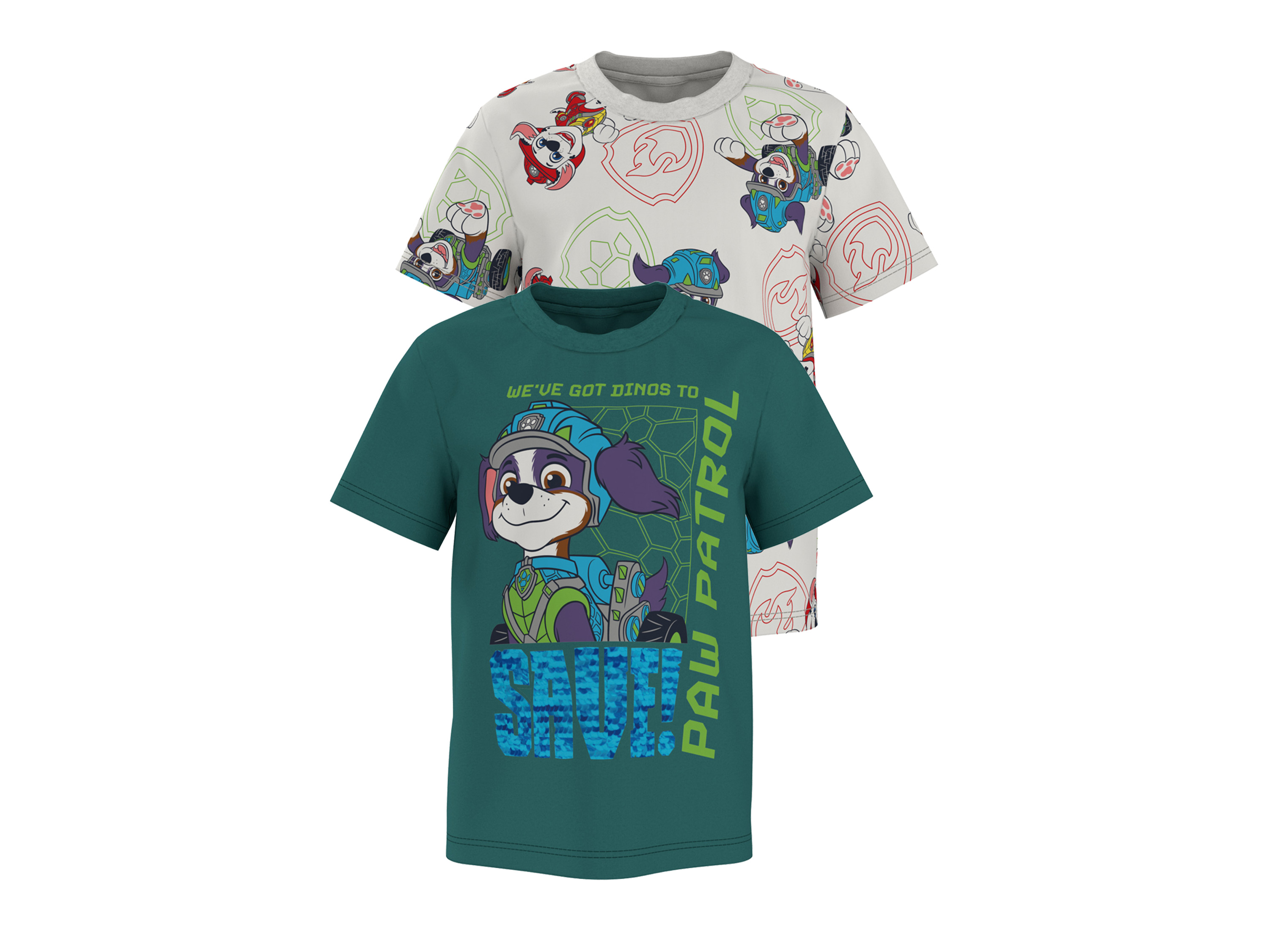 LUPILU® T-shirty dziecięce z bawełny, 2 sztuki (Zielony/biały, 122/128)