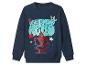 Niebieska bluza z nadrukiem superbohatera i napisem „NEIGHBORHOOD HERO”.