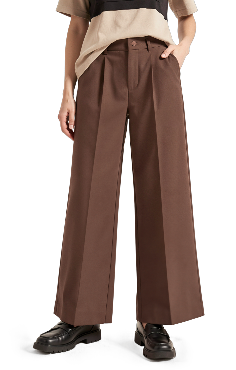 ESMARA® Spodnie damskie Wide Leg (Brązowy, L(44/46))