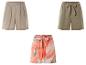Szorty z lnu w kolorze beżowym, khaki i z kwiatowym nadrukiem.