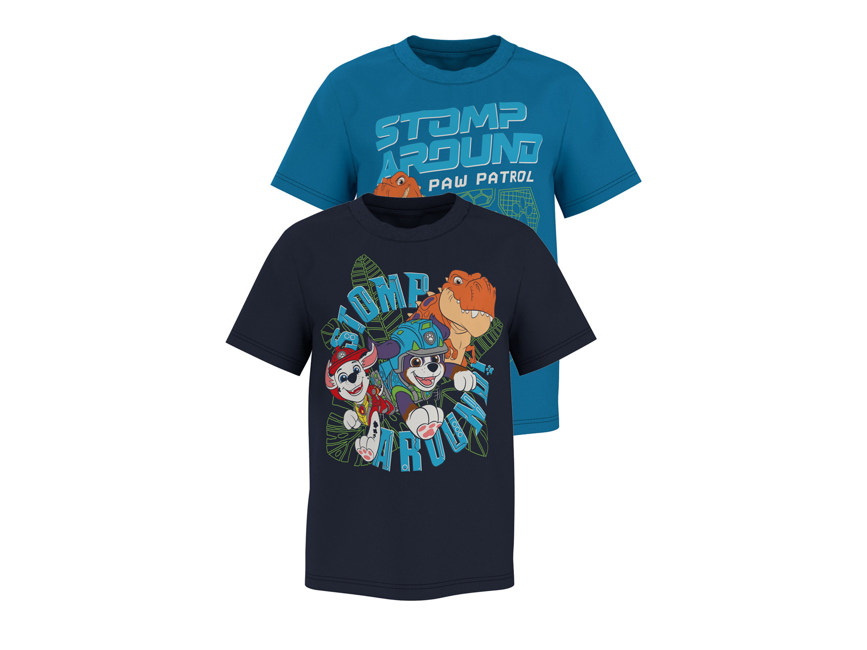 LUPILU® T-shirty dziecięce z bawełny, 2 sztuki (Granatowy/niebieski, 110/116)