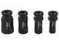 Zestaw czterech czarnych wierteł koronowych diamentowych o średnicach 35mm, 27mm, 22mm i 18mm.