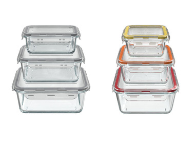 ERNESTO® Zestaw 3 szklanych pojemników do przechowywania żywności z pokrywkami