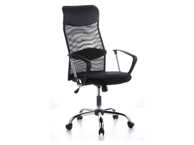 Pełny ekran: hjh OFFICE Krzesło biurowe obrotowe z podłokietnikami ARIA HIGH, czarne - zdjęcie 1