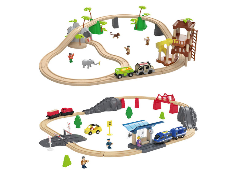 Pełny ekran: Playtive Drewniana kolejka dżungla lub stacja kolejowa - zdjęcie 1