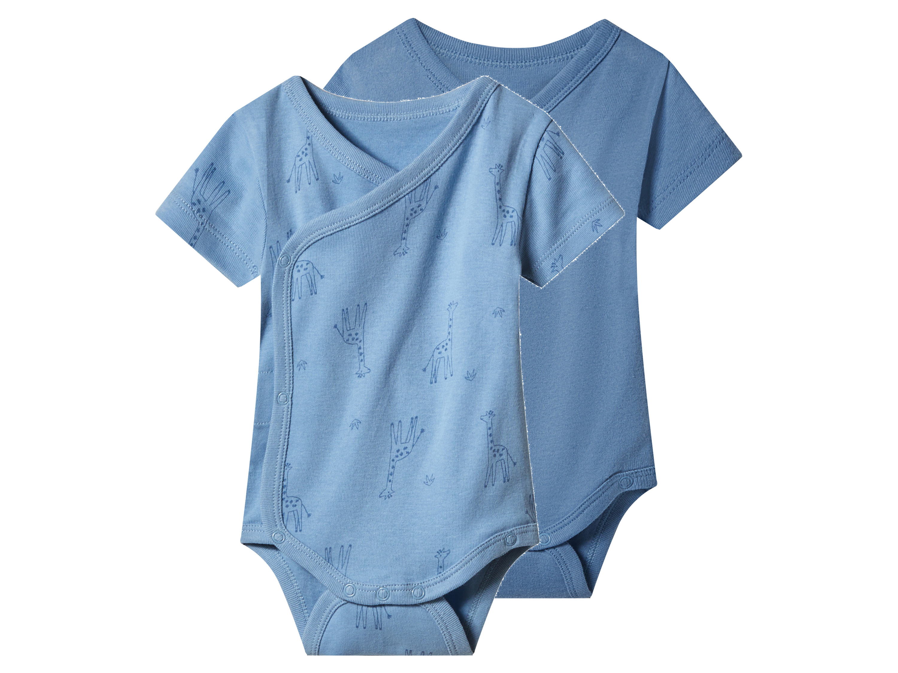 lupilu® Body niemowlęce z biobawełny, 2 sztuki (Jasnoniebieski/niebieski, 50/56)