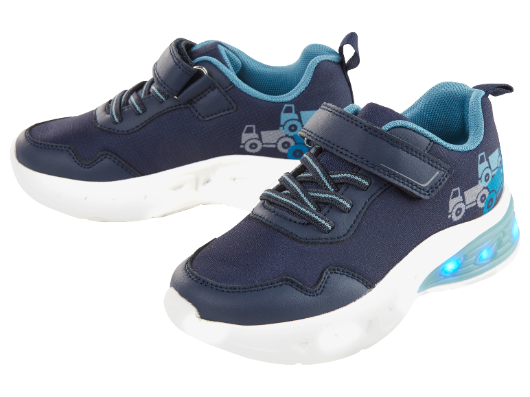 Niebieskie buty sportowe dla dzieci z podświetleniem LED.