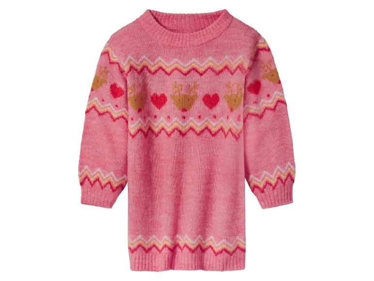 Różowy sweter z motywem reniferów i serc