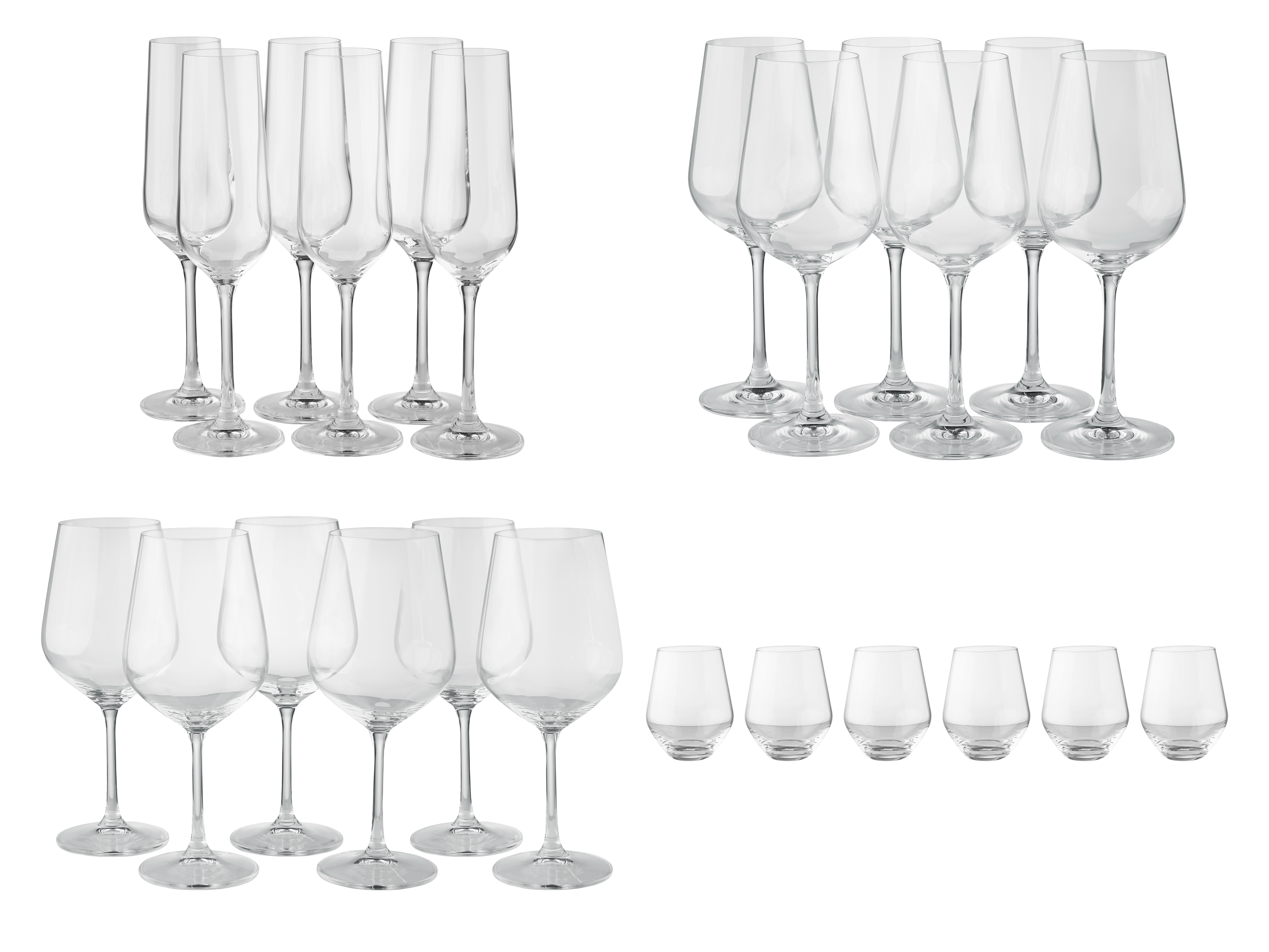 SILVERCREST® Zestaw 6 kieliszków do wina czerwonego/białego/musującego/wody