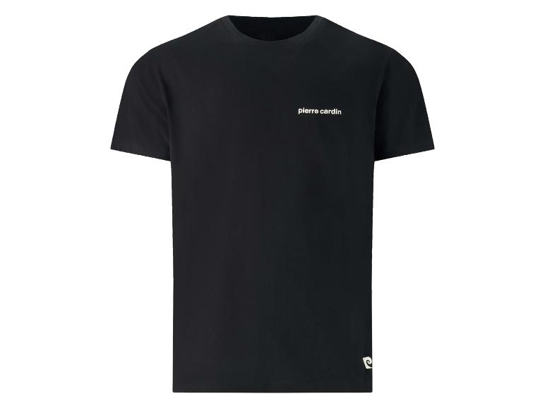 Czarny T-shirt z krótkim rękawem z małym białym logo na piersi.