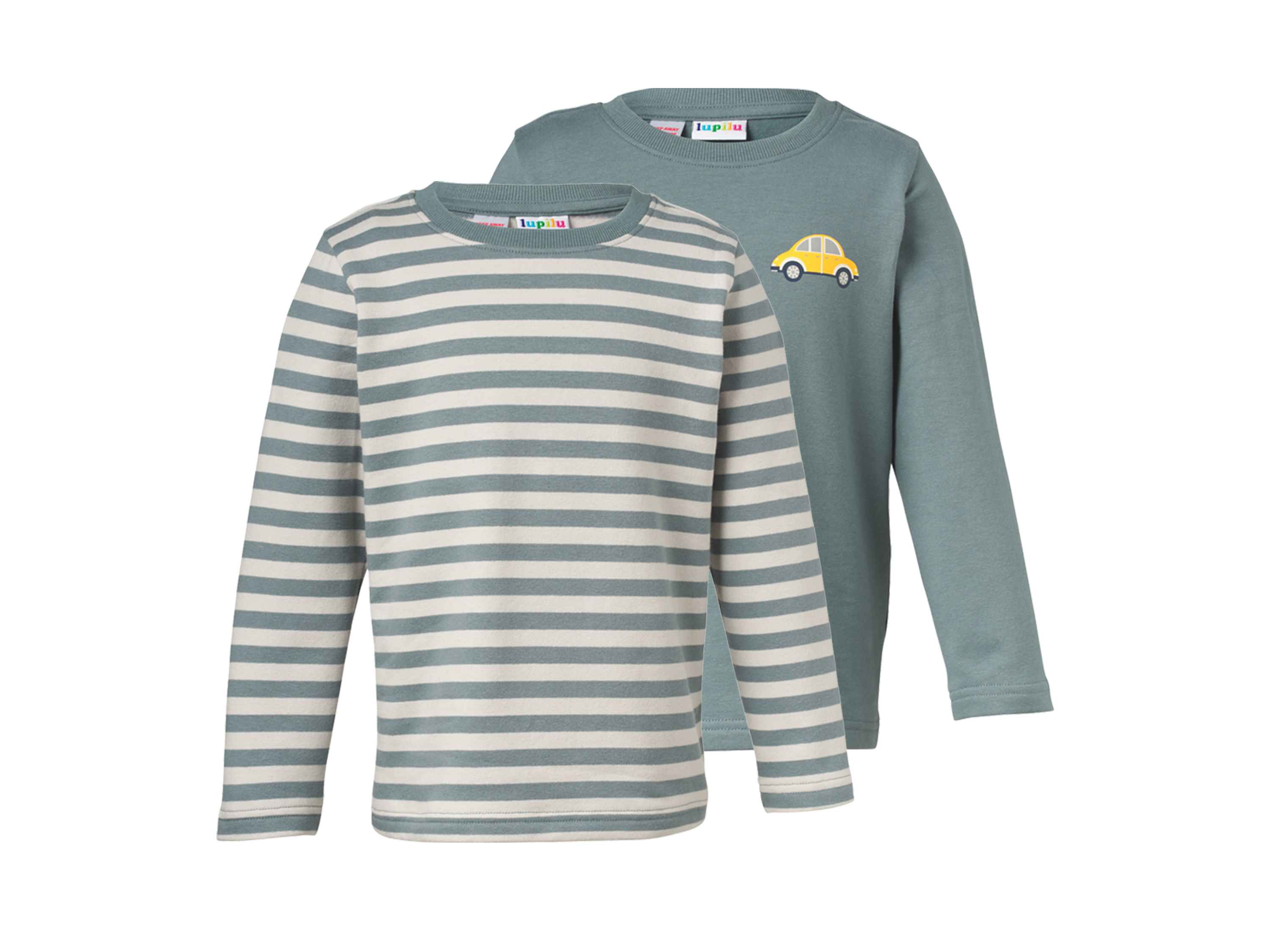 LUPILU® Bluzy termiczne dziecięce, 2 sztuki (Zielony w paski, 86/92)