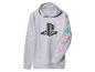 Szara bluza z kapturem PlayStation z logo i symbolami kontrolera na rękawie