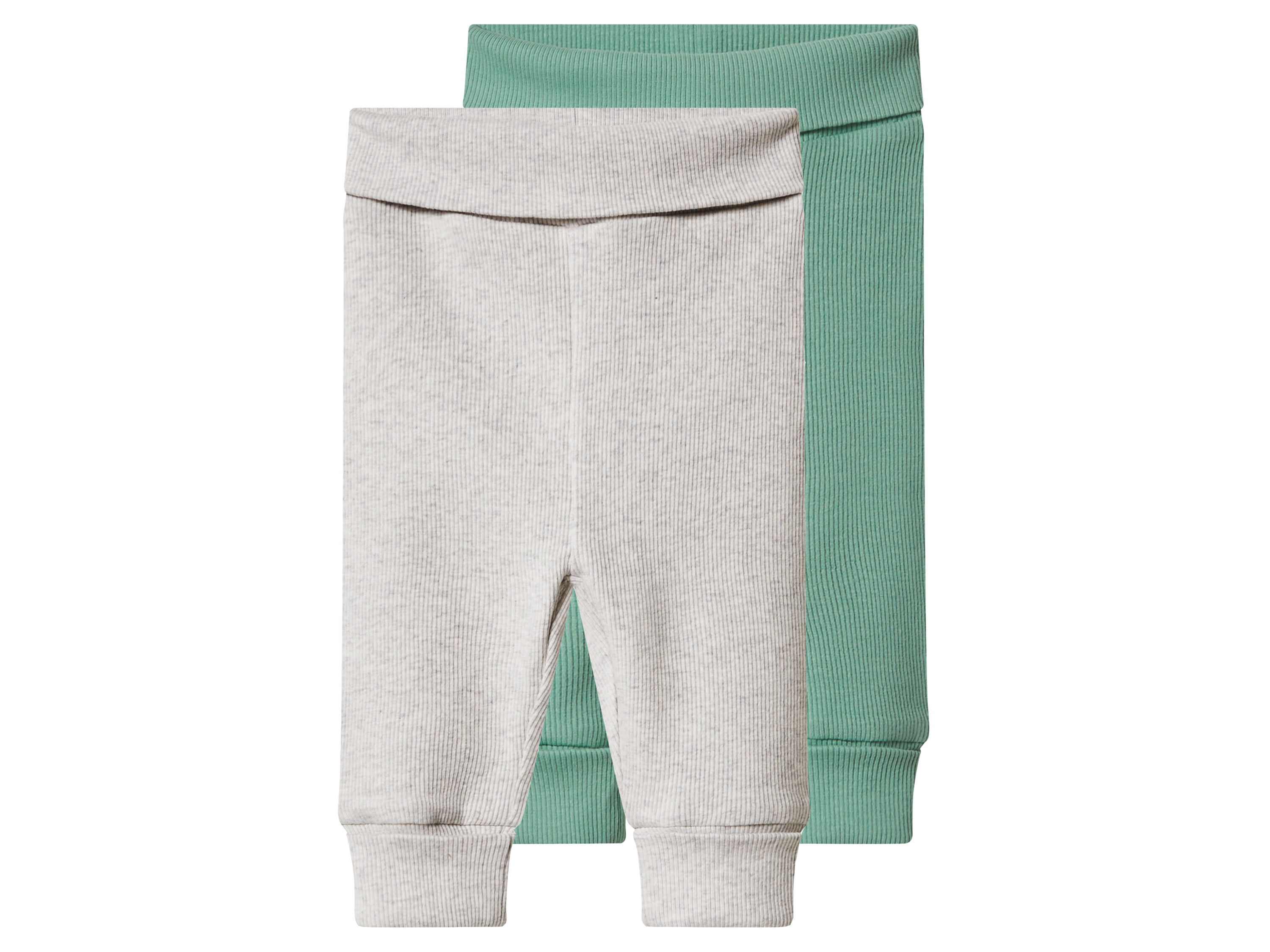 lupilu® Legginsy niemowlęce z biobawełną, 2 pary (Zielony/ szary, 62/68)