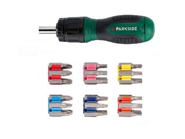 PARKSIDE® Wkrętak z grzechotką PSRB 31 A1 i zestawem bitów, 31 elementów