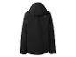 Czarna męska kurtka z kapturem i logo marki na plecach.