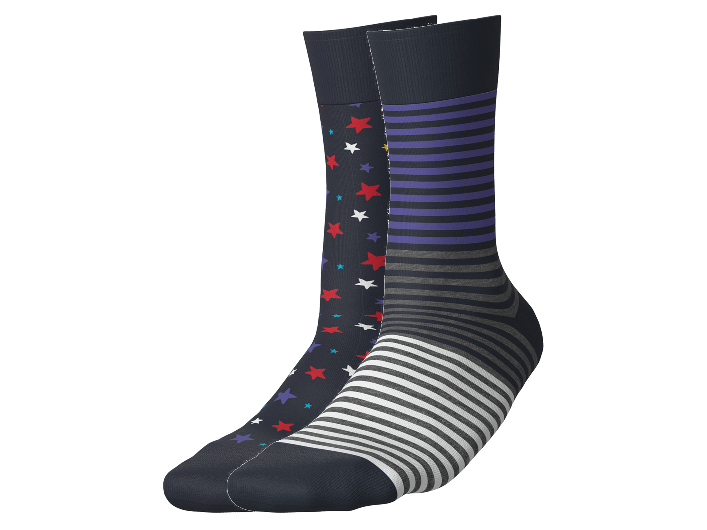 esmara® Skarpetki damskie lub męskie, 2 pary (Gwiazdy/paski, 35-38)