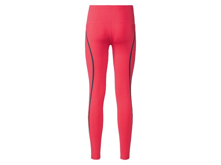 Czerwone legginsy z czarnymi wstawkami.