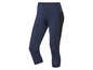 Granatowe legginsy sportowe z czarnymi detalami.