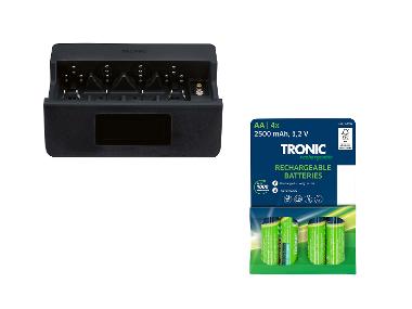 TRONIC® Zestaw Ładowarka sieciowa z szybkim ładowaniem i wyświetlaczem z 4 akumulatorkami AA
