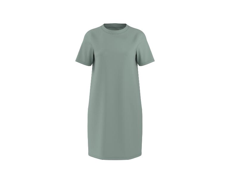 Prosta szałwiowa zielona sukienka t-shirt midi z krótkim rękawem