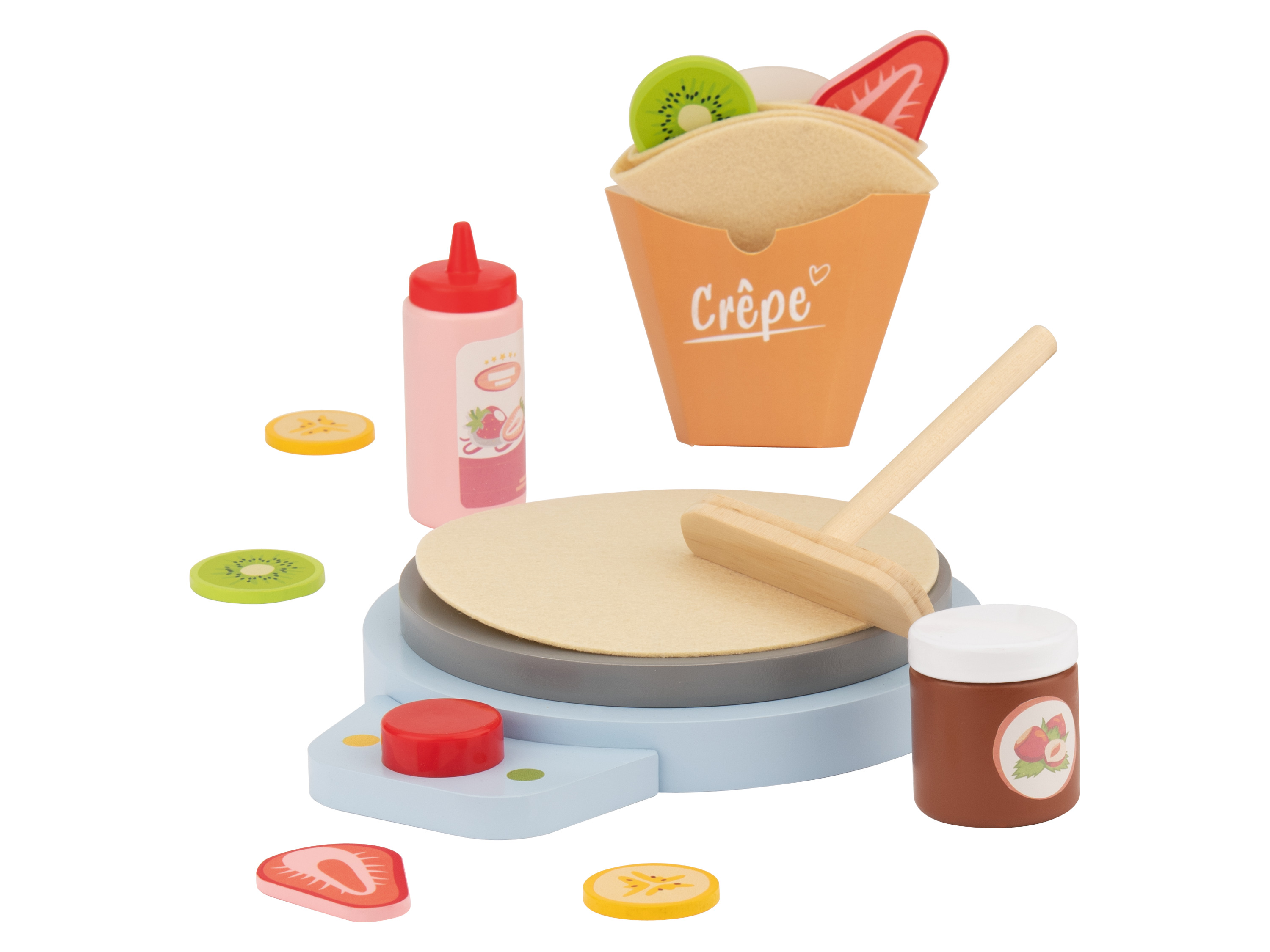 LUPILU® Zestaw drewnianych zabawek - akcesoria kuchenne (Urządzenie do naleśników)