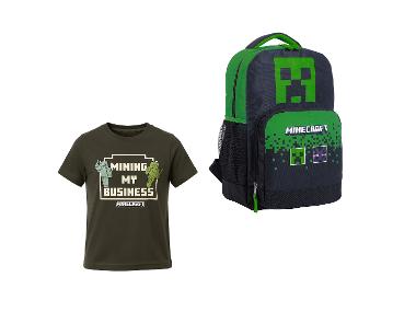 Zestaw szkolny dla dzieci z kolekcji Minecraft: plecak Creeper i t-shirt 146/152