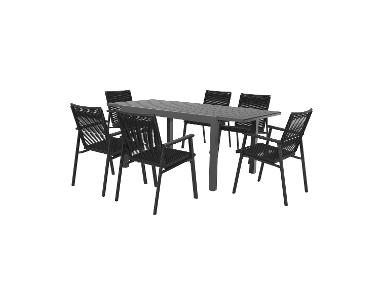LIVARNO home Zestaw aluminiowych mebli ogrodowych Miami, stół rozkładany i 6 krzeseł z plecionki