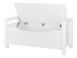 Biała ławka do przechowywania z otwartą pokrywą
