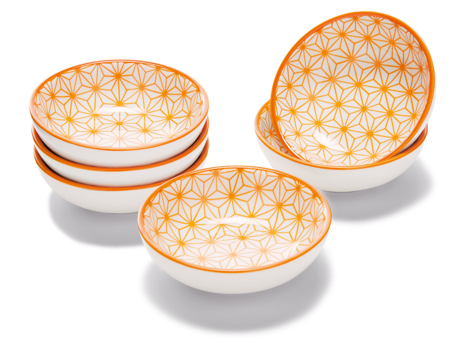 ERNESTO® Zestaw misek lub łyżek z porcelany (Zestaw 6 miseczek do dipów/ biały/ pomarańczowy)