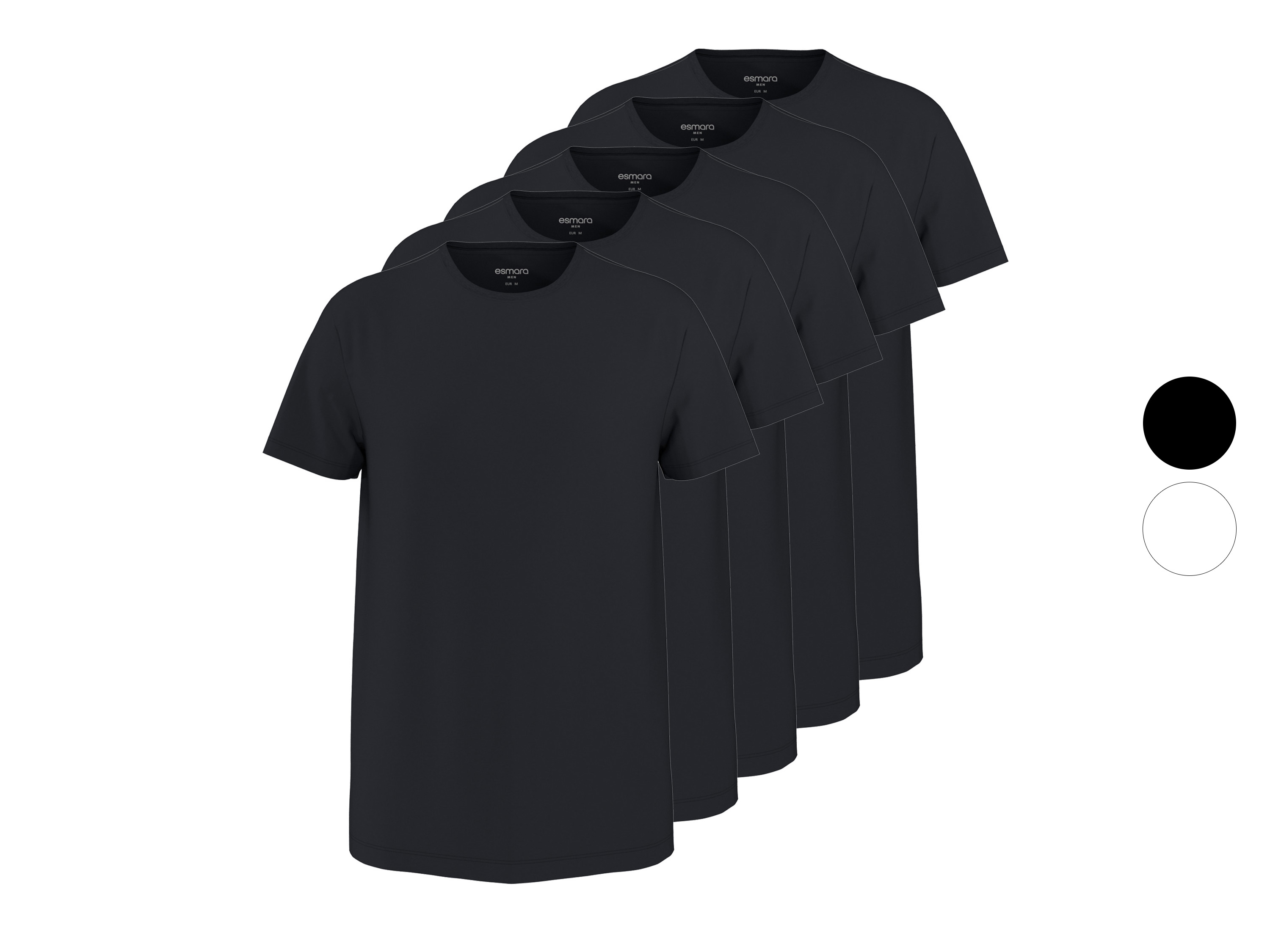 esmara Men T-shirty męskie z bawełny, 5 sztuk