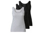 Trzy basic tank topy w kolorze szarym i czarnym.