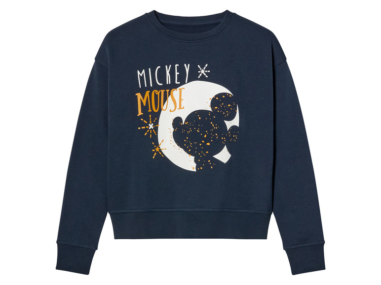 Granatowa bluza z nadrukiem Mickey Mouse.
