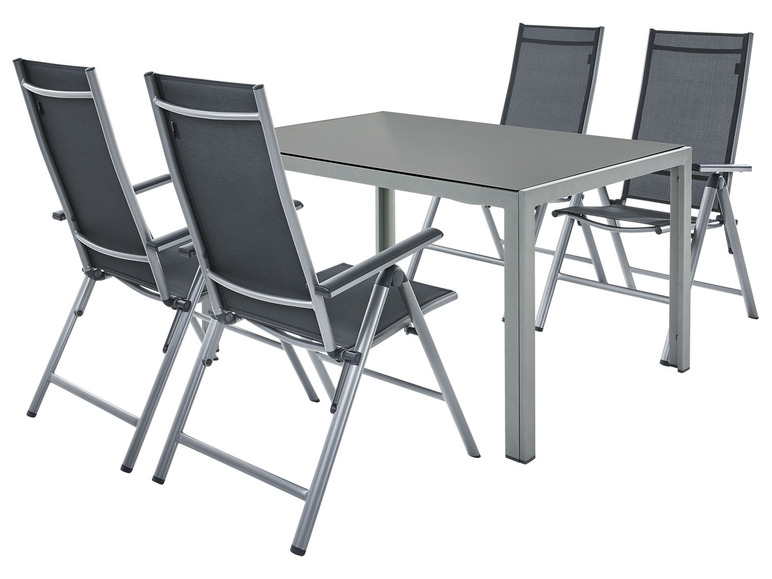 Pełny ekran: LIVARNO home Zestaw aluminiowych mebli ogrodowych Houston (stół + 4 krzesła składane), srebrny/ szary - zdjęcie 2