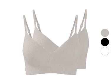 ESMARA® Damskie prążkowane biustonosze typu bandeau, 2 szt.