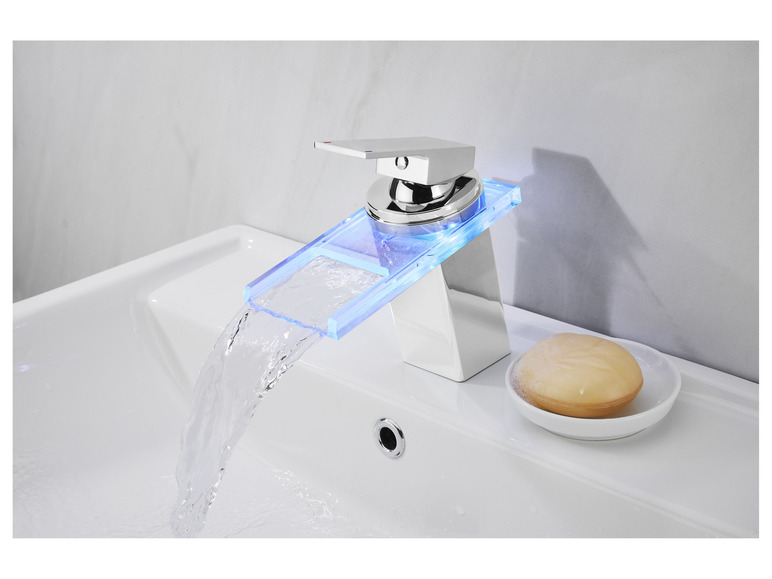 Pełny ekran: LIVARNO home Bateria umywalkowa z podświetleniem LED, z wylewką wodospadową - zdjęcie 2
