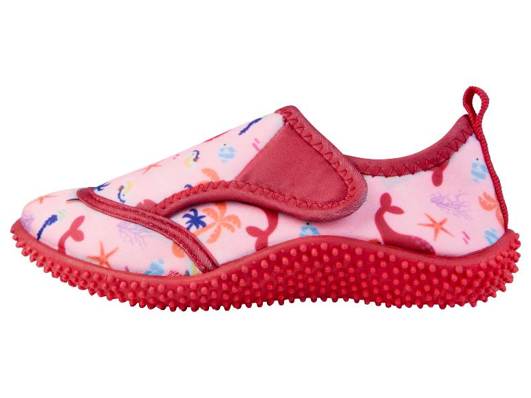Buty do wody dla dzieci, różowo-czerwone, wzór morski.