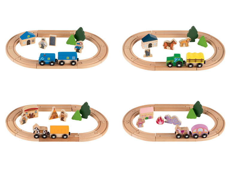 Pełny ekran: Playtive Zestaw drewnianych torów kolejowych, 18 elementów - zdjęcie 1