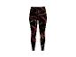 Legginsy sportowe damskie z czarno-czerwono-zielonym wzorem w fale.
