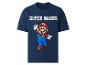 Granatowa koszulka z krótkim rękawem z nadrukiem postaci z kreskówki i napisem „SUPER MARIO”
