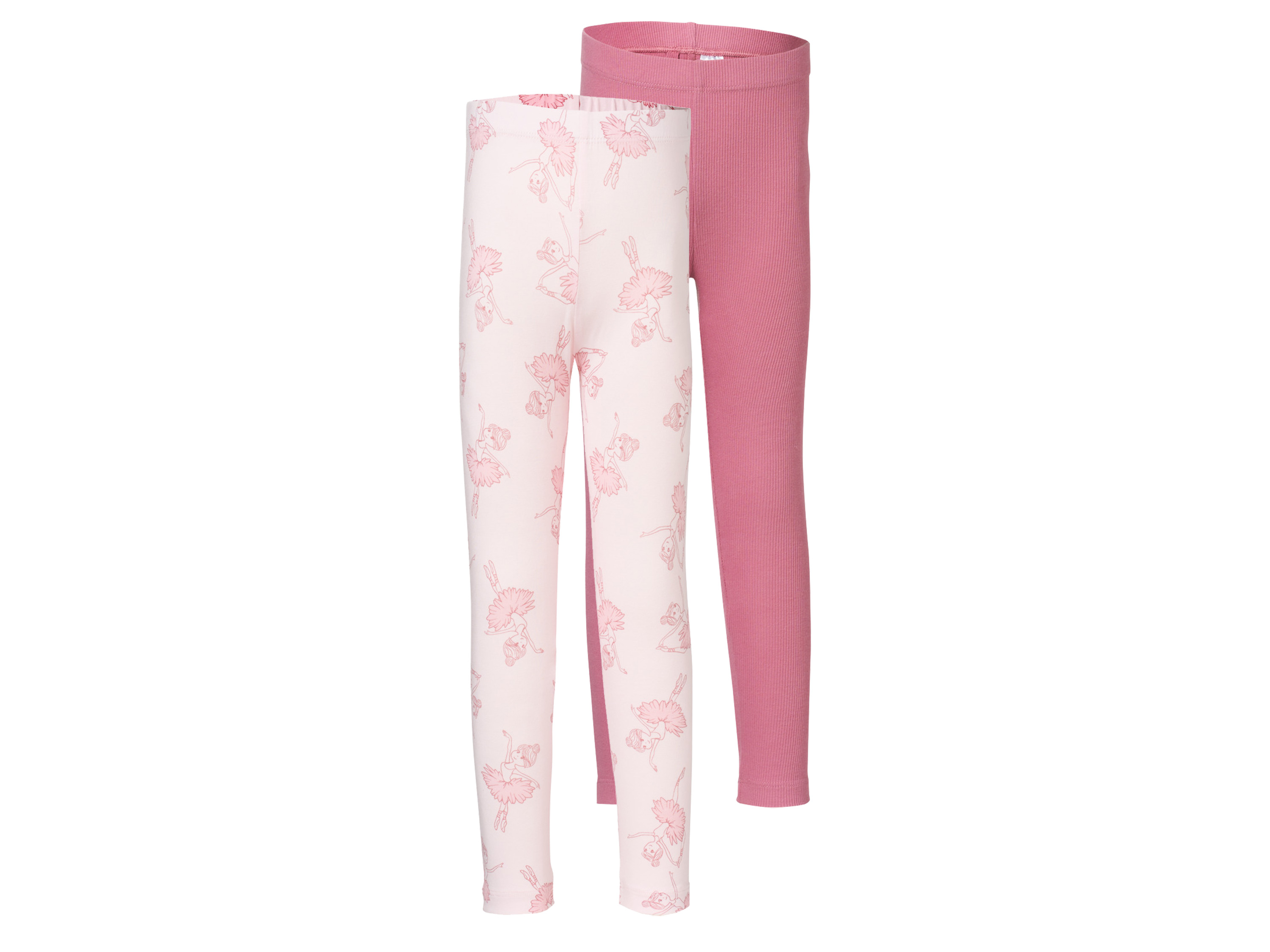LUPILU® Legginsy dziecięce z bawełną, 2 pary (Ciemnoróżowy/różowy, 110/116)