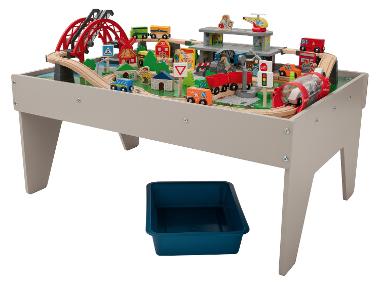 LUPILU® Stolik do zabawy z drewnianą kolejką, 100 elementów