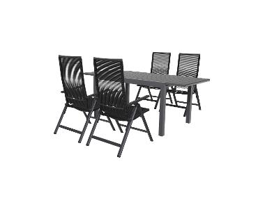 LIVARNO home Zestaw aluminiowych mebli ogrodowych Miami, stół rozkładany i 4 fotele z plecionki