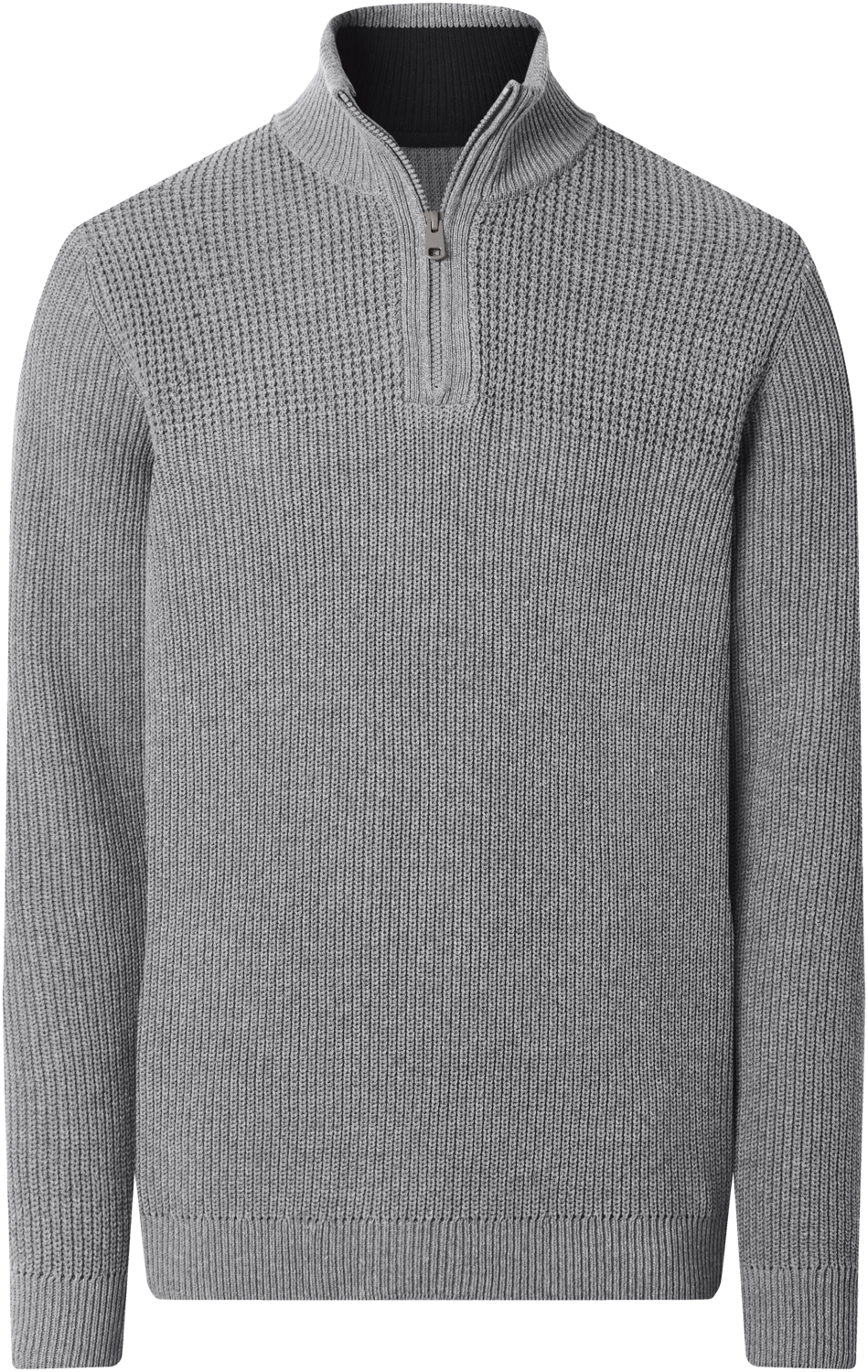 ESMARA MEN Męski sweter z grubego dzianu Troyer (Szary, XL (56/58))
