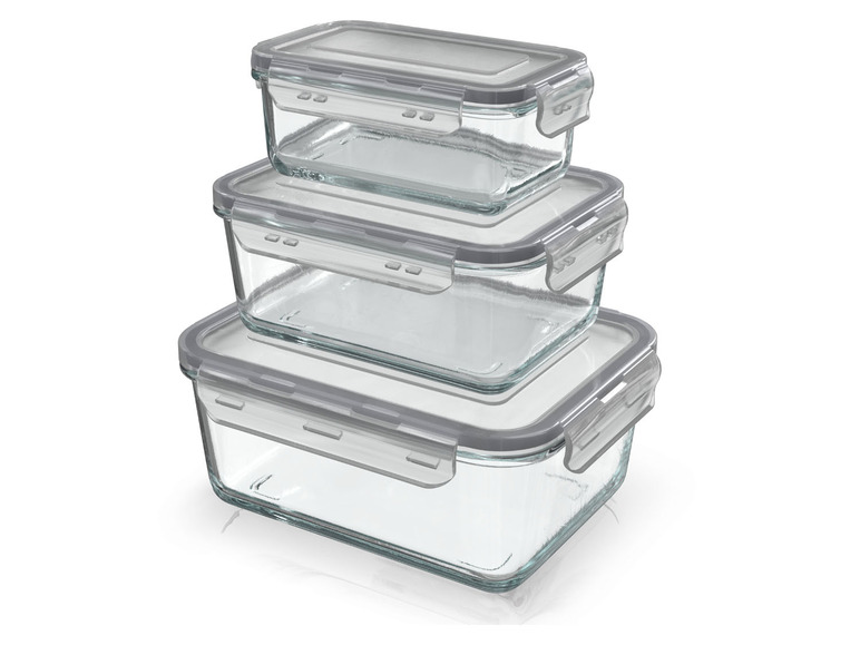 Pełny ekran: ERNESTO® Zestaw 3 szklanych pojemników do przechowywania żywności z pokrywkami - zdjęcie 3