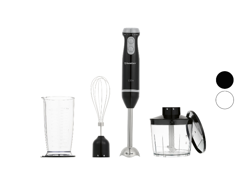 Blender ręczny SilverCrest z akcesoriami.