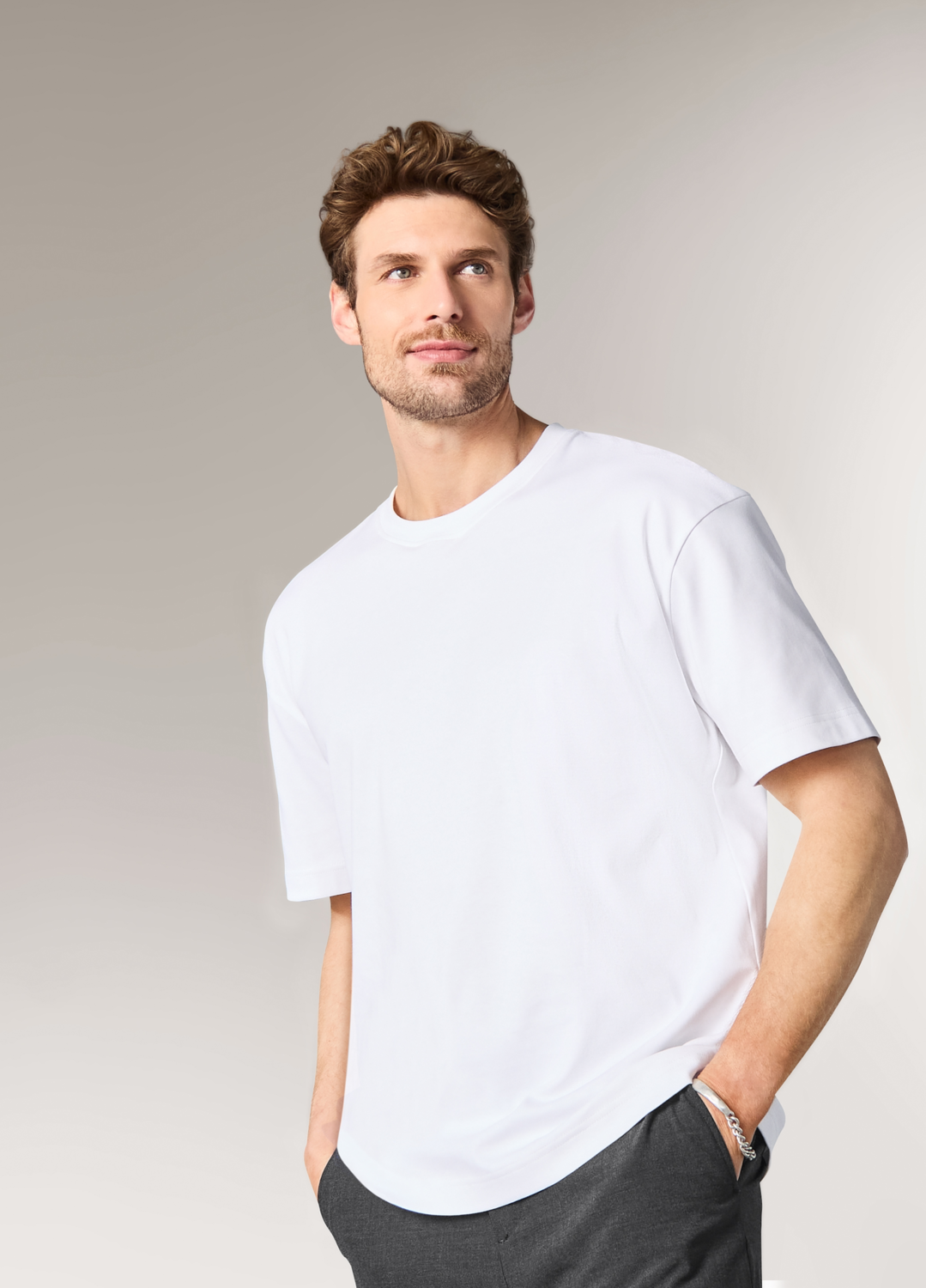 ESMARA MEN T-shirt premium męski oversize (biała, XL (56/58))