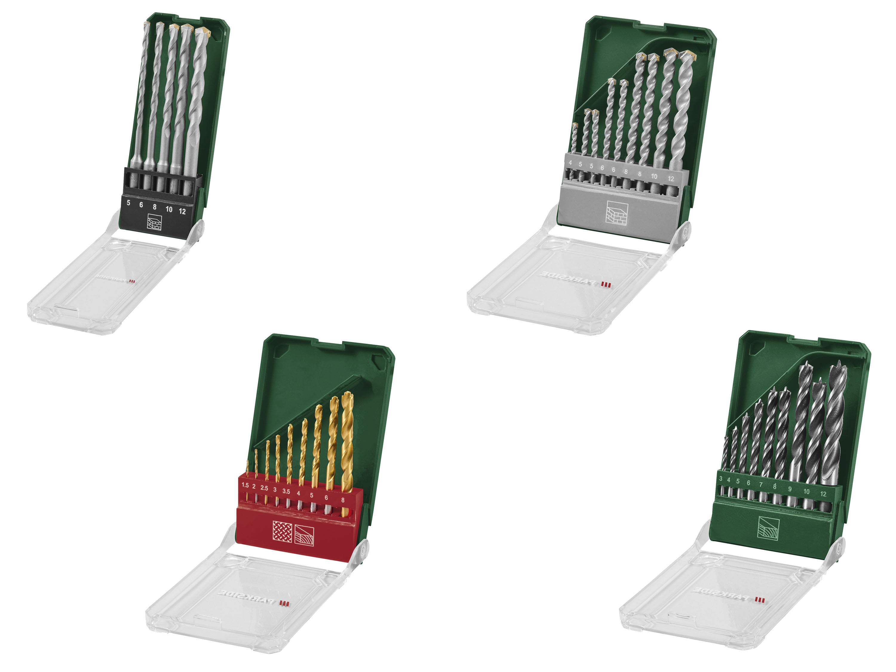 PARKSIDE® Zestaw wierteł wielofunkcyjnych HSS / Zestaw wierteł do kamienia / Zestaw wierteł do drewna / Zestaw wierteł SDS